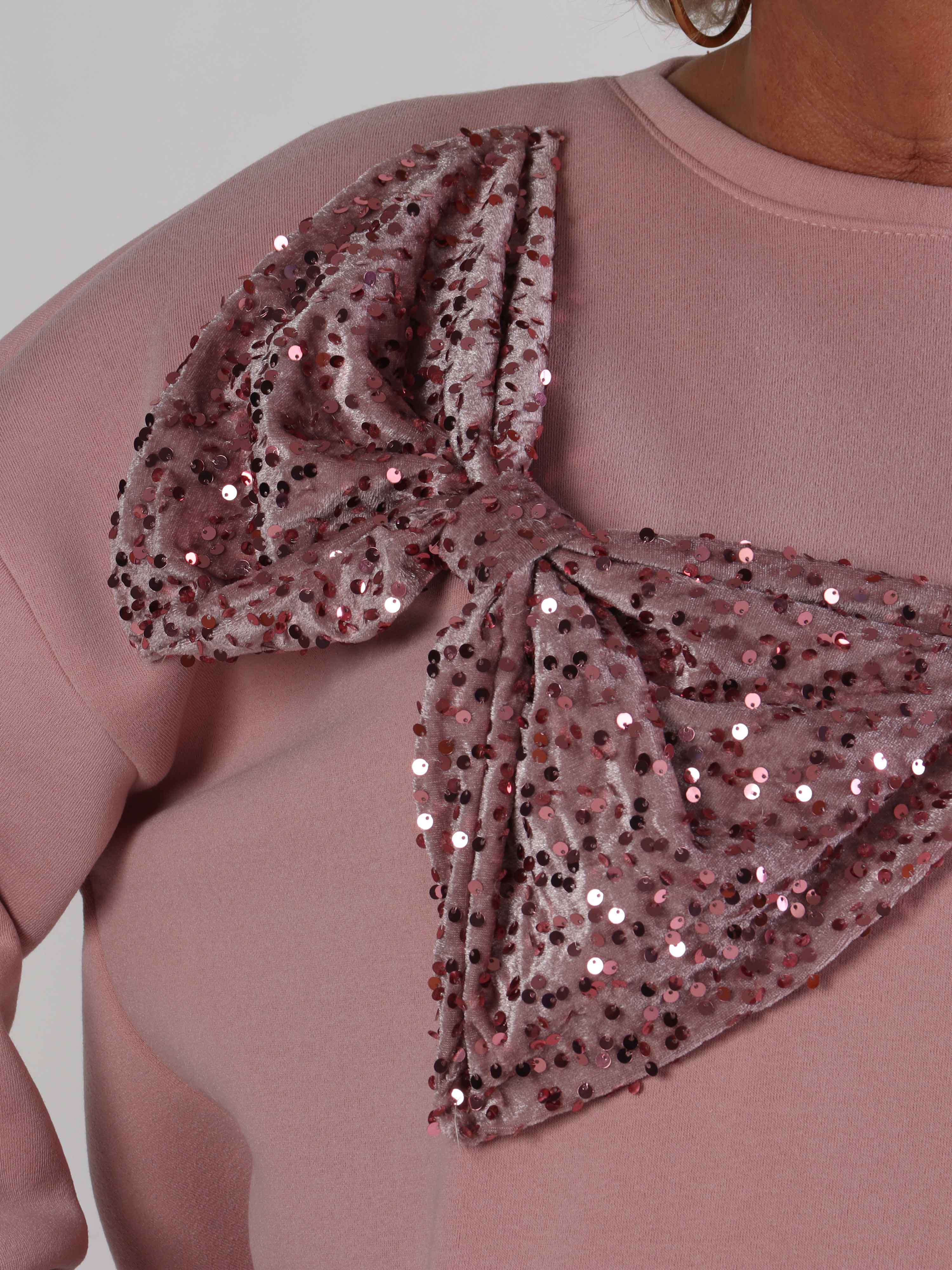 Thalassa - Plus size sweatshirt i bomuld med stor velour sløjfe